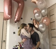 Две цифры и фонтан розовое золото