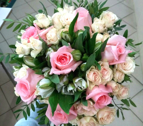 Свадебный букет в пудровых тонах