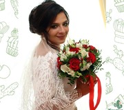 Свадебный букет из красных роз и калл