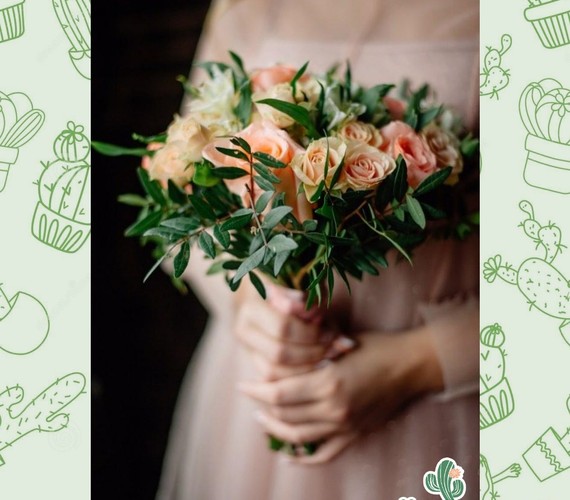 Свадебный букет Нежность из роз и альстромерии