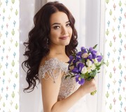 Свадебный букет лавандовый с ирисами